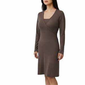 Toad & Co Horny Toad Tomboy Faux Wrap Dress Brown Small TENCEL